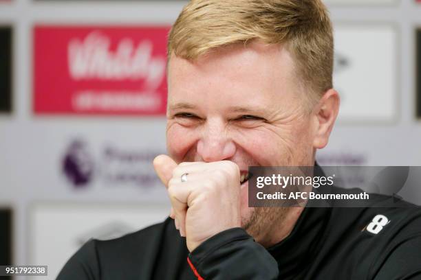 Bournemouth manager Eddie Howe during press conference at Vitality Stadium on April 27, 2018 in Bournemouth, England.