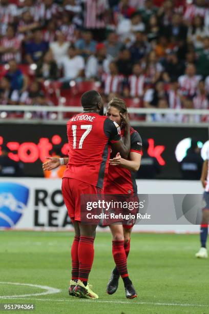 Jozy Altidore of Toronto FC celebrates after scoring the first goal of his team during the second leg match of the final between Chivas and Toronto...