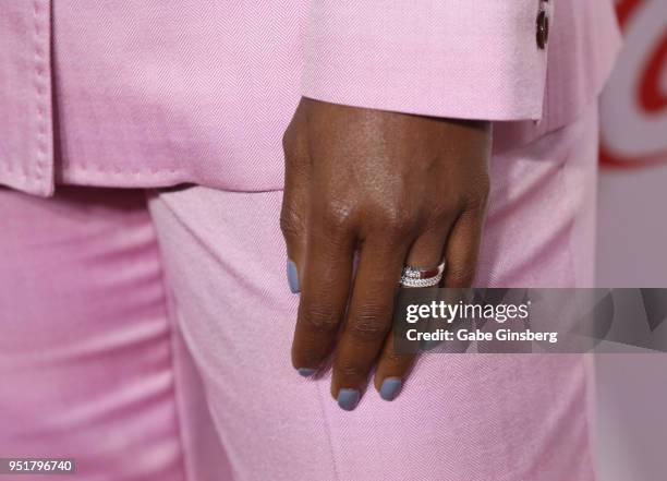 Recipient of the "Breakthrough Producer of the Year" award actress/producer Gabrielle Union, ring, nails detail, attends the CinemaCon Big Screen...