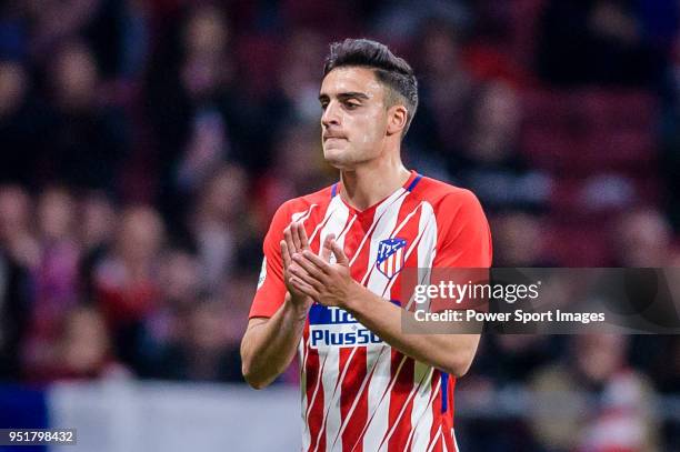 Carlos Isaac of Atletico de Madrid reacts during the La Liga 2017-18 match between Atletico de Madrid and Deportivo La Coruna at Wanda Metropolitano...