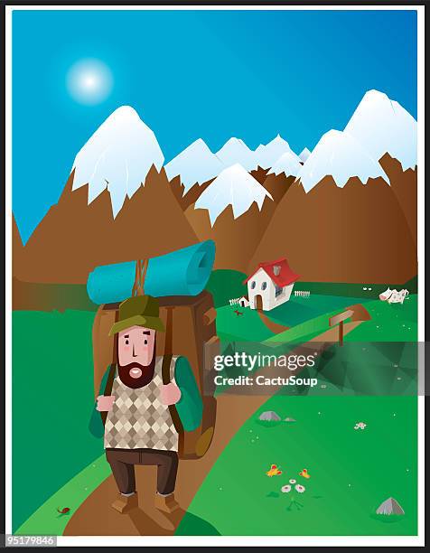 tripper - hiking backpack stock illustrations