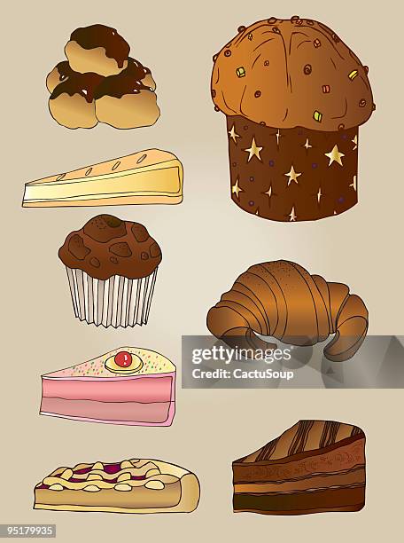 stockillustraties, clipart, cartoons en iconen met cakes - chocolate pie