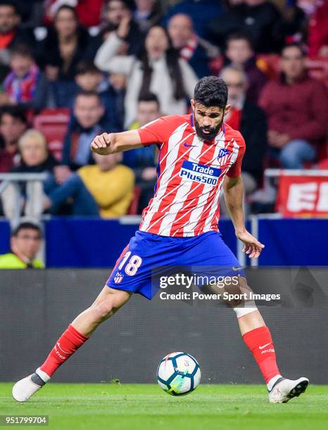 Diego Costa of Atletico de Madrid in action during the La Liga 2017-18 match between Atletico de Madrid and Deportivo La Coruna at Wanda...