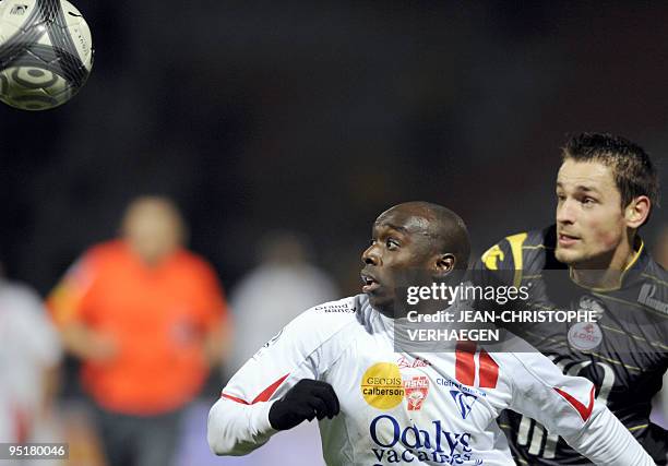Nancy's Senegalese forward Issiar Dia vies with Lille's defender Mathieu Debuchy during their French L1 football match Nancy vs Lille, on December 23...