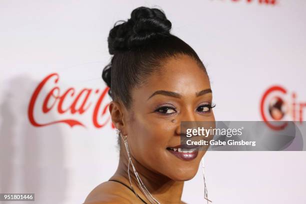 Recipient of the "Female Star of Tomorrow" actress Tiffany Haddish attends the CinemaCon Big Screen Achievement Awards at Omnia Nightclub at Caesars...