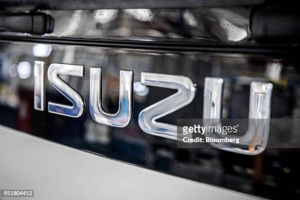 Decal sits on the cabin of a Isuzu NPR N-Series truck on the assembly line inside the Isuzu East Africa Ltd. Plant in Nairobi, Kenya, on Thursday,...