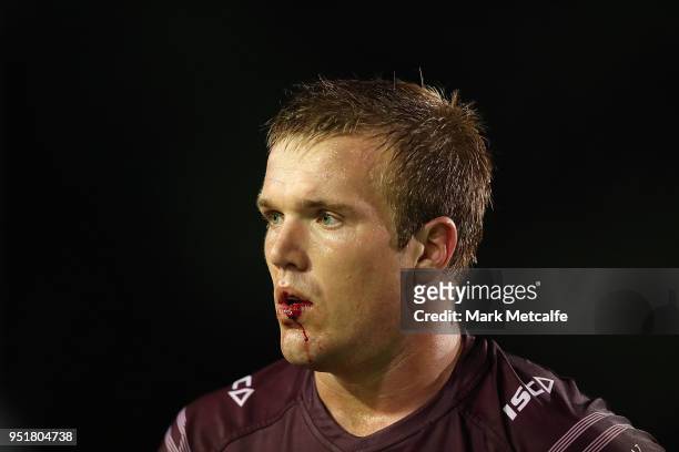 Jake Trbojevic of the Sea Eagles walks from the field after being sin binned during the Round eight NRL match between the Manly-Warringah Sea Eagles...