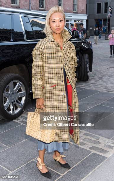 Vanessa Hong is seen arriving to the BVLGARI world premiere screening of 'The Conductor' and 'The Litas' during the 2018 Tribeca Film Festival at...