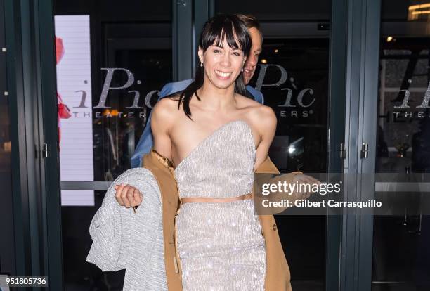 Ballet dancer/actress Georgina Pazcoguin is seen leaving the BVLGARI world premiere screening of 'The Conductor' and 'The Litas' during the 2018...
