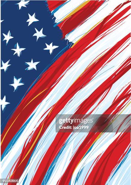 painted american flag, light small strokes - american flag vector stock illustrations