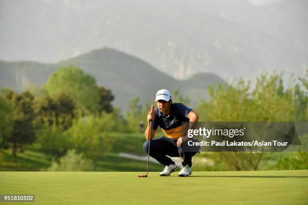 Adrian Otaegui of Spain pictured during round one of the Volvo China Open at the Beijing Topwin Golf and Country Club on April 27, 2018 in Beijing,...