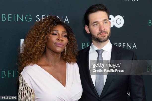 Serena Williams and Alexis Ohanian attend premiere HBO documentary Being Serena at Time Warner Center.