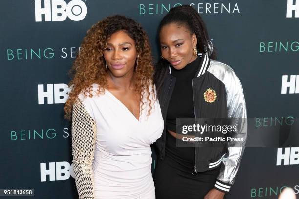 Serena Williams and Venus Williams attend premiere HBO documentary Being Serena at Time Warner Center.