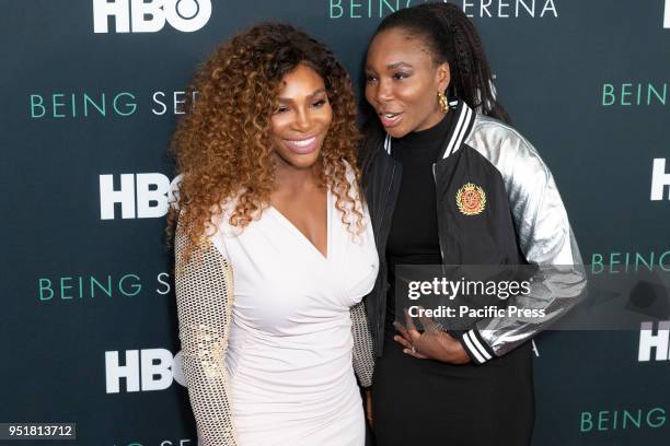 Serena Williams and Venus Williams attend premiere HBO documentary Being Serena at Time Warner Center.