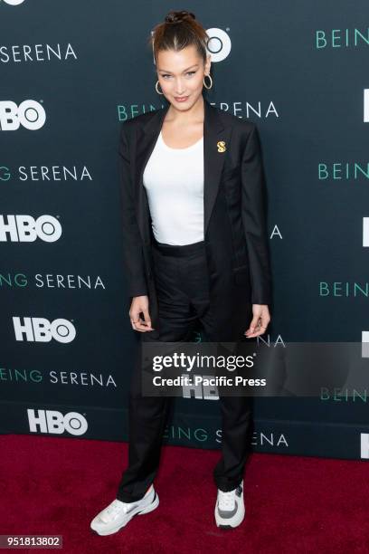 Bella Hadid attends premiere HBO documentary Being Serena at Time Warner Center.