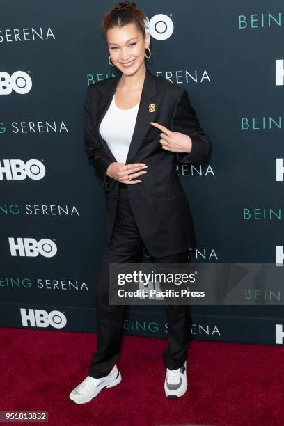 Bella Hadid attends premiere HBO documentary Being Serena at Time Warner Center.