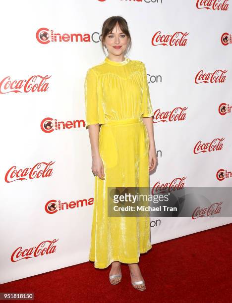 Dakota Johnson attends the CinemaCon presents The 2018 Big Screen Achievement Awards held at The Colosseum at Caesars Palace on April 26, 2018 in Las...
