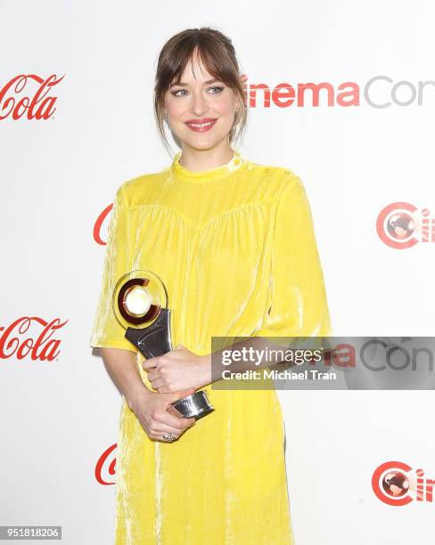 Dakota Johnson attends the CinemaCon presents The 2018 Big Screen Achievement Awards held at The Colosseum at Caesars Palace on April 26, 2018 in Las...