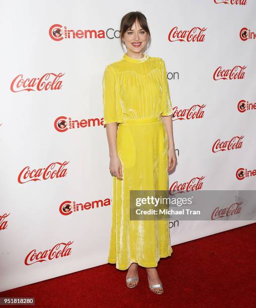 Dakota Johnson attends the CinemaCon presents The 2018 Big Screen Achievement Awards held at The Colosseum at Caesars Palace on April 26, 2018 in Las...