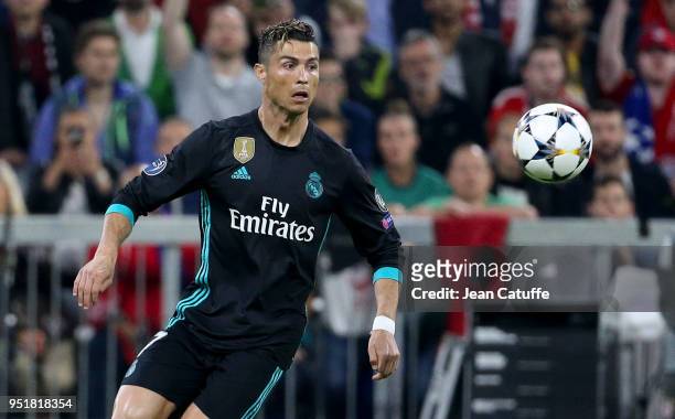 Cristiano Ronaldo of Real Madrid during the UEFA Champions League Semi Final first leg match between Bayern Muenchen and Real Madrid at the Allianz...