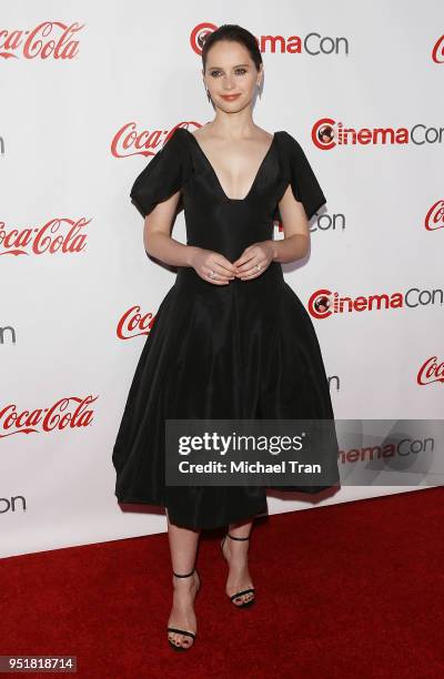 Felicity Jones attends the CinemaCon presents The 2018 Big Screen Achievement Awards held at The Colosseum at Caesars Palace on April 26, 2018 in Las...