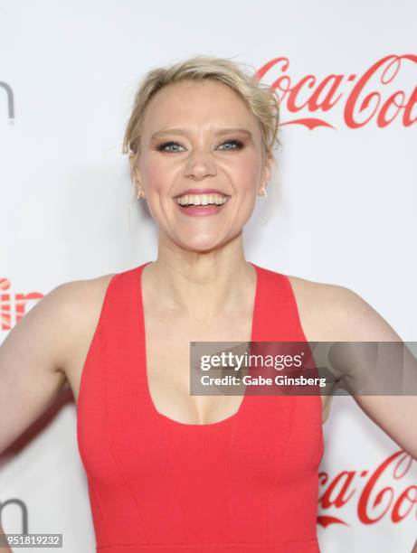 Recipient of the "Comedy Star of the Year" award actress Kate McKinnon attends the CinemaCon Big Screen Achievement Awards at Omnia Nightclub at...