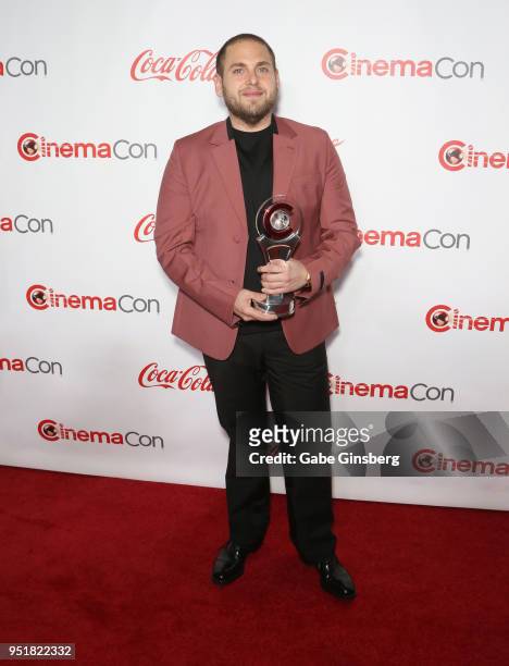 Recipient of the "CinemaCon Vanguard Award" actor/producer Jonah Hill attends the CinemaCon Big Screen Achievement Awards at Omnia Nightclub at...