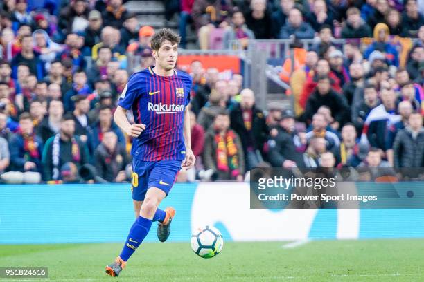 Sergi Roberto Carnicer of FC Barcelona in action during the La Liga 2017-18 match at Camp Nou between FC Barcelona and Atletico de Madrid on 04 March...