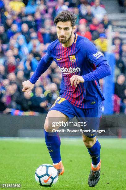 Andre Filipe Tavares Gomes of FC Barcelona in action during the La Liga 2017-18 match at Camp Nou between FC Barcelona and Atletico de Madrid on 04...