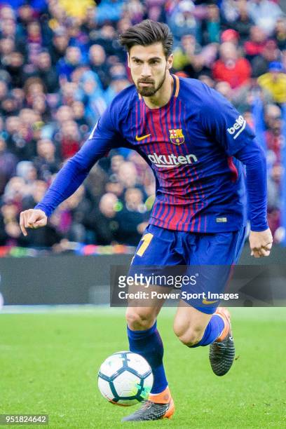 Andre Filipe Tavares Gomes of FC Barcelona in action during the La Liga 2017-18 match at Camp Nou between FC Barcelona and Atletico de Madrid on 04...