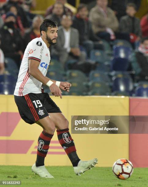 Enrique Dourado, player of Flamengo, in action during a match between Independiente Santa Fe and Flamengo as part of Copa CONMEBOL Libertadores 2018...