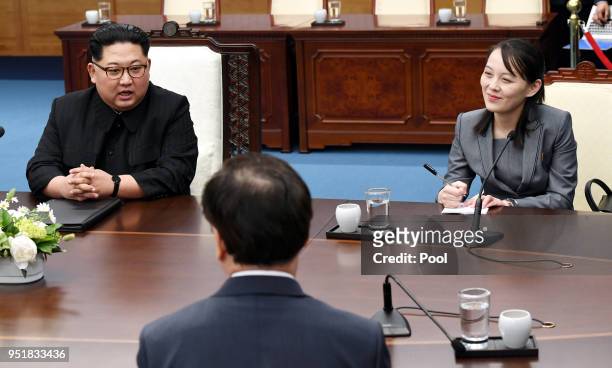 North Korean Leader Kim Jong Un , sister Kim Yo Jong attend the Inter-Korean Summit at the Peace House on April 27, 2018 in Panmunjom, South Korea....