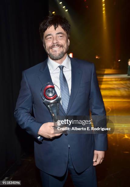Actor Benicio del Toro, recipient of the Male Star of the Year award, attends the CinemaCon Big Screen Achievement Awards brought to you by the...