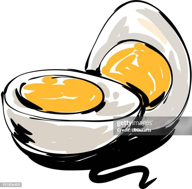 boiled egg drawing - hard boiled egg stock illustrations