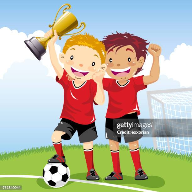 soccer winner - kids soccer stock illustrations