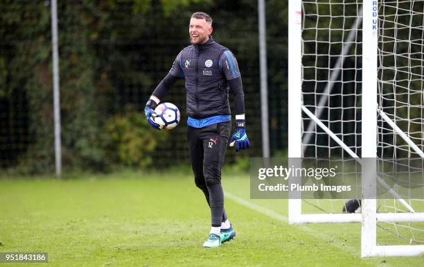 Ben Hamer during the Leicester City training session at Belvoir Drive Training Complex on April 27 , 2018 in Leicester, United Kingdom.