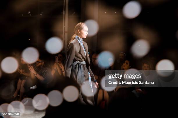 Models walk the runway during the Joao Pimenta fashion show during Sao Paulo Fashion Week N45 SPFW Summer 2019 at Brazilian Cultures Engineer Armando...