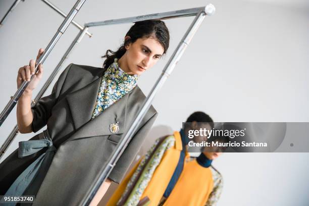 Models at the backstage before the Joao Pimenta fashion show during Sao Paulo Fashion Week N45 SPFW Summer 2019 at Brazilian Cultures Engineer...