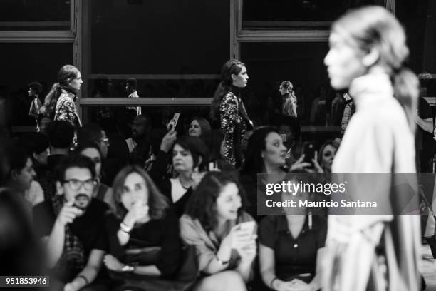 Models walk the runway during the Joao Pimenta fashion show during Sao Paulo Fashion Week N45 SPFW Summer 2019 at Brazilian Cultures Engineer Armando...