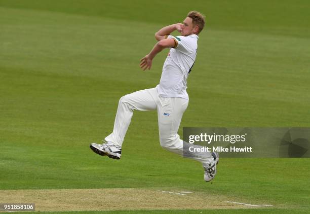 Jamie Porter of Essex in action during the Specsavers County Championship Division One match between Hampshire and Essex at Ageas Bowl on April 27,...