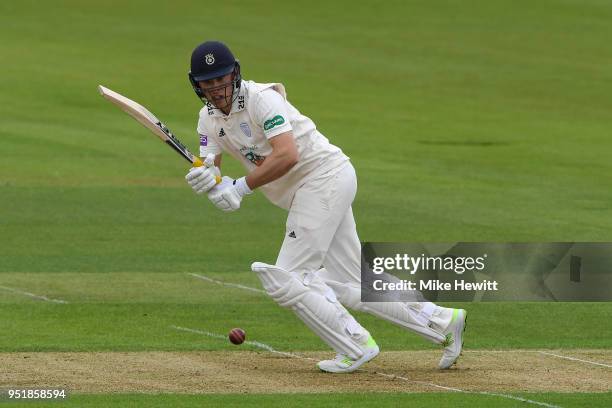 Joe Weathereley of Hampshire in action during the Specsavers County Championship Division One match between Hampshire and Essex at Ageas Bowl on...