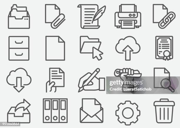 document business line icons - correspondence stock illustrations