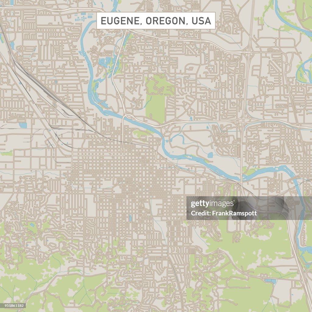 Eugene Oregon US City Street Map