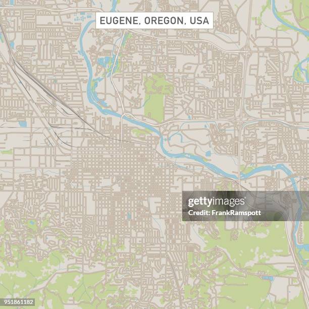 eugene oregon us city street map - eugene stock illustrations