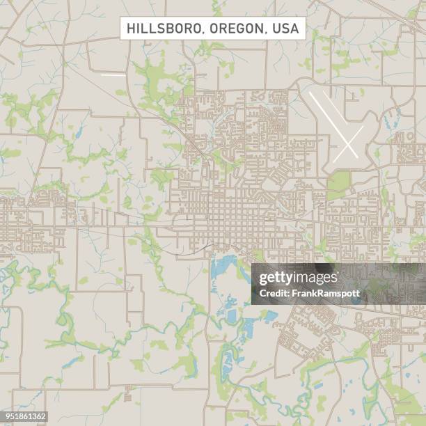 hillsboro oregon us city street map - portland oregon downtown stock illustrations