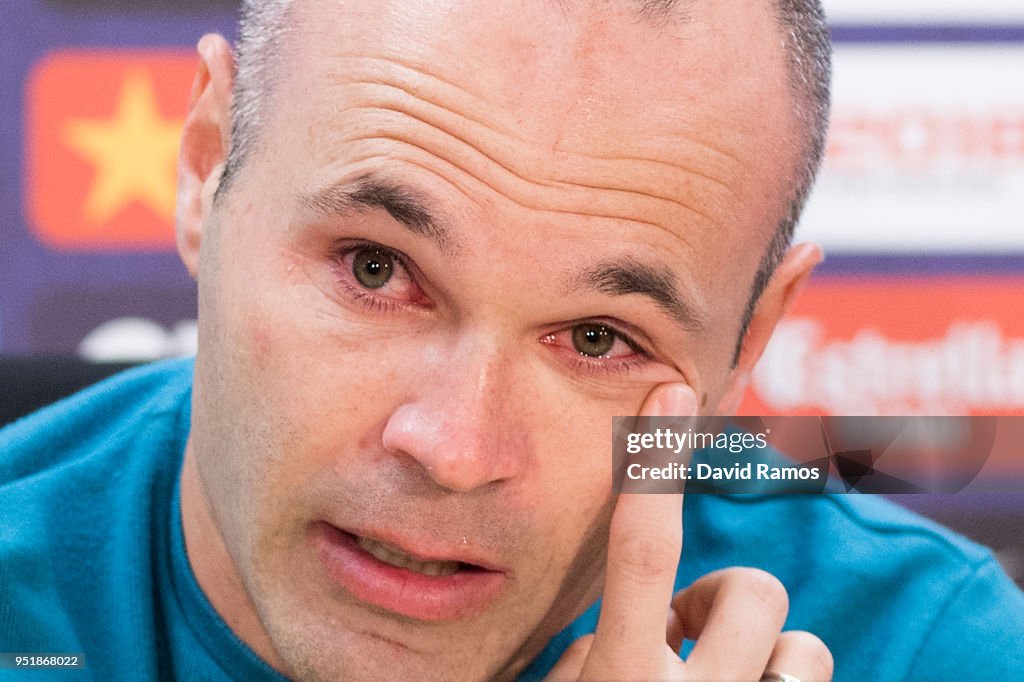 FC Barcelona player Andres Iniesta Press Conference