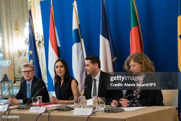 Ecology ministers Kimmo Tiilikainen , Brune Poirson , Jose Mendes and Eva Svedling , participate in the round table on the theme: Long-term...