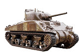M4 Sherman tank on white