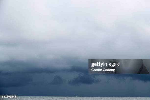 Monsoon season. Large storm clouds over South China sea. Phu Quoc, Vietnam.