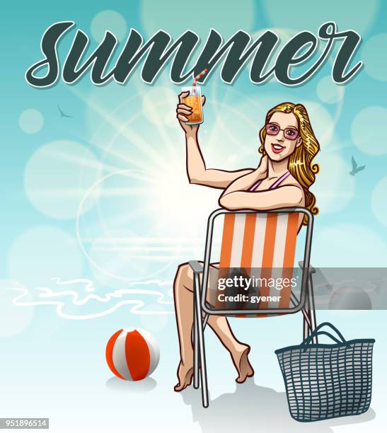 sommer saison - children vintage coastal stock-grafiken, -clipart, -cartoons und -symbole